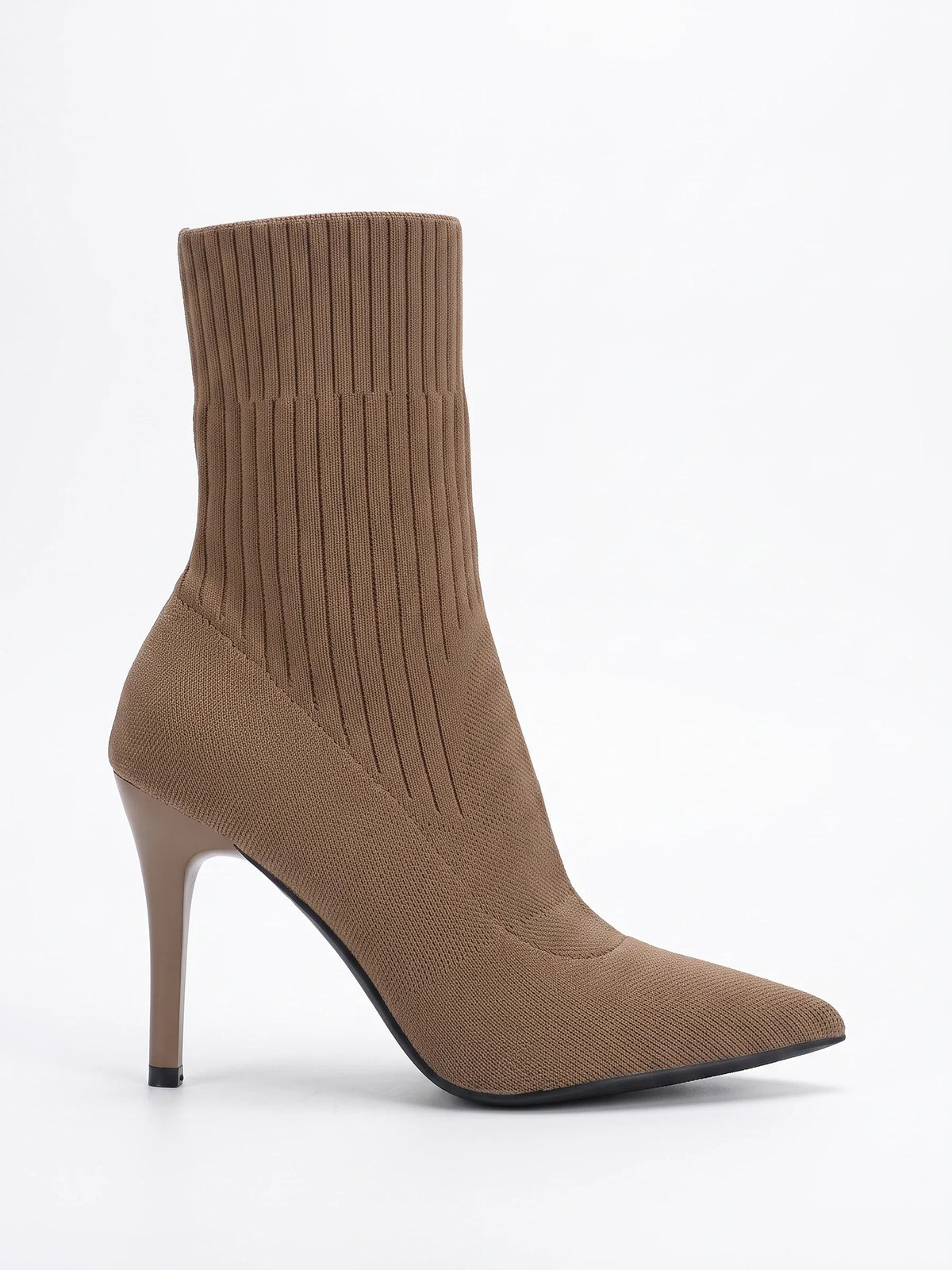 Damen Sock Boots aus Strick mit Stiletto-Absatz und Spitzer Zehenpartie – Ansicht 7