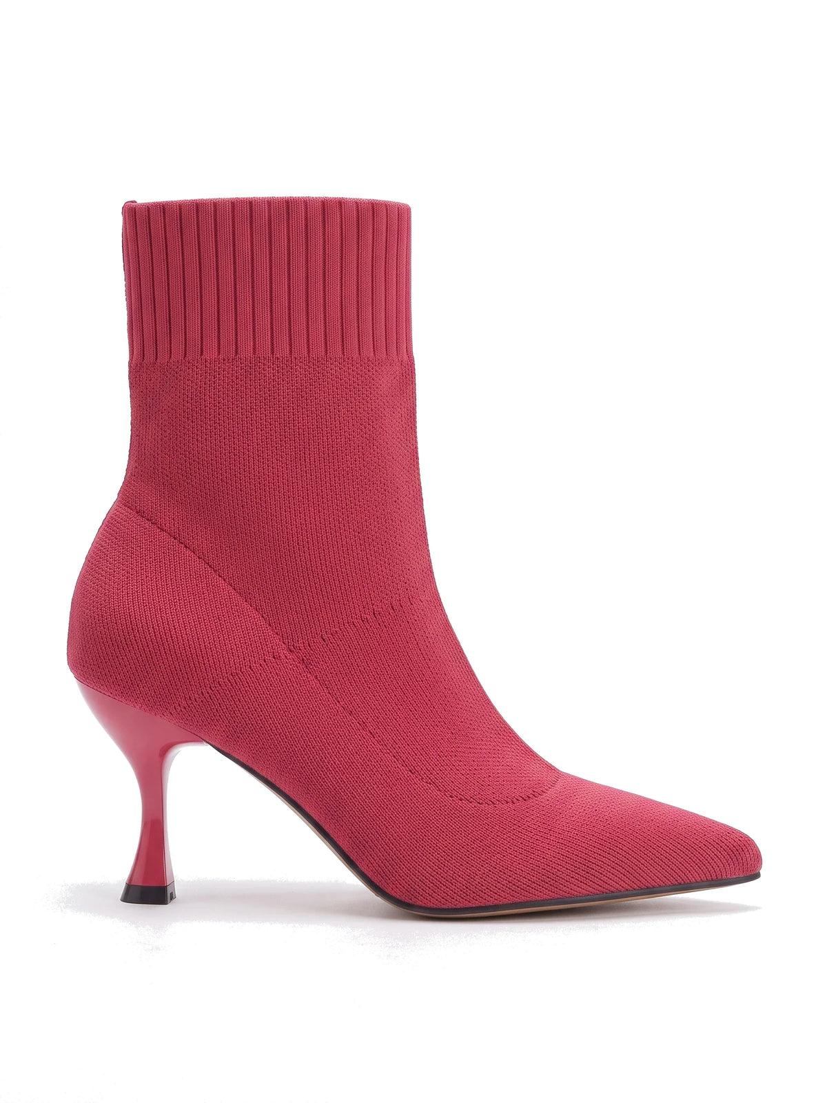 Damen Sock Boots mit Ripp-Bündchen in Himbeere, Seitenansicht