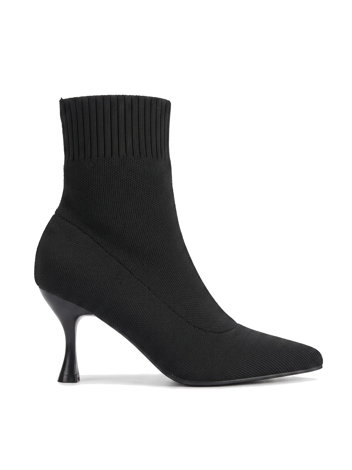 Damen Sock Boots mit Ripp-Bündchen in Schwarz, Seitenansicht