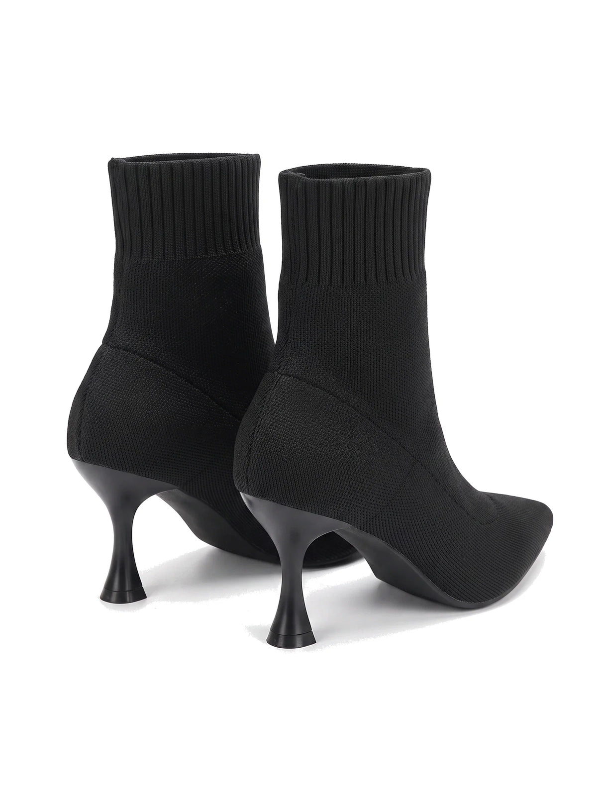 Paar Damen Sock Boots in Schwarz, Ansicht von hinten schräg