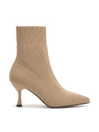 Damen Sock Boots mit Ripp-Bündchen in Beige, Seitenansicht