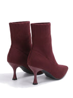 Paar Damen Sock Boots in Bordeaux, Ansicht von hinten schräg