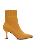 Damen Sock Boots mit Ripp-Bündchen in Senfgelb, Seitenansicht