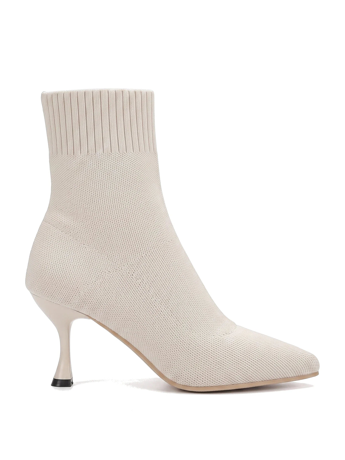 Damen Sock Boots mit Ripp-Bündchen in Creme, Seitenansicht