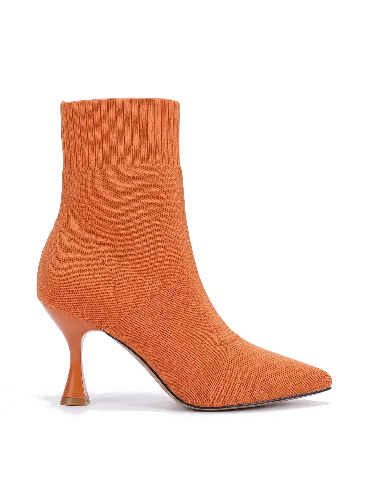 Damen Sock Boots mit Ripp-Bündchen in Orange, Seitenansicht