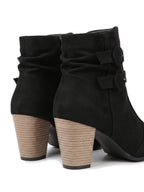 Paar Damen Stiefeletten mit doppelter Schnalle in Schwarz – Rückansicht
