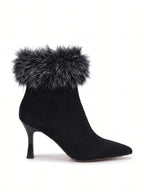 Damen Stiefeletten mit flauschigem Abschluss, Seitenansicht