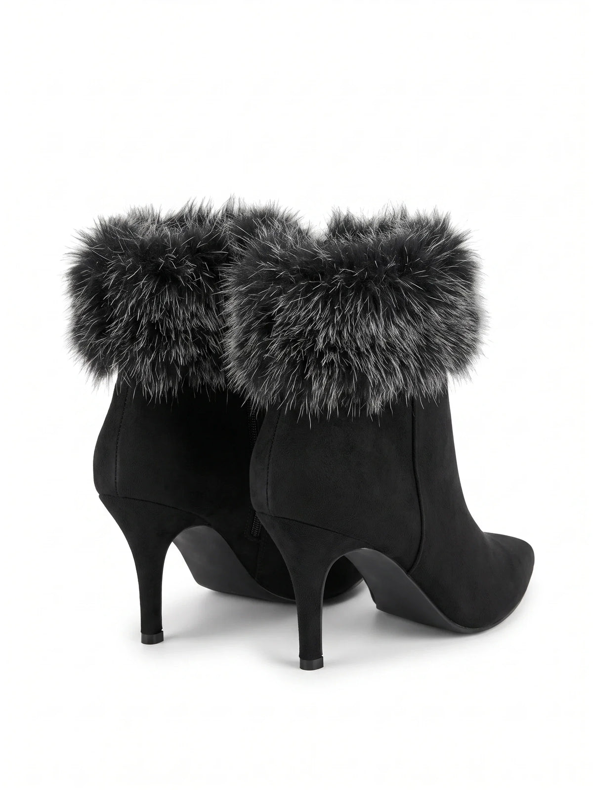 Damen Stiefeletten mit flauschigem Abschluss, Paar von hinten