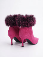 Damen Stiefeletten mit flauschigem Abschluss, Paar von hinten