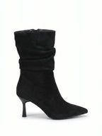 Damen Stiefeletten mit gerafftem Schaft auf Stiletto-Absatz, Seitenansicht
