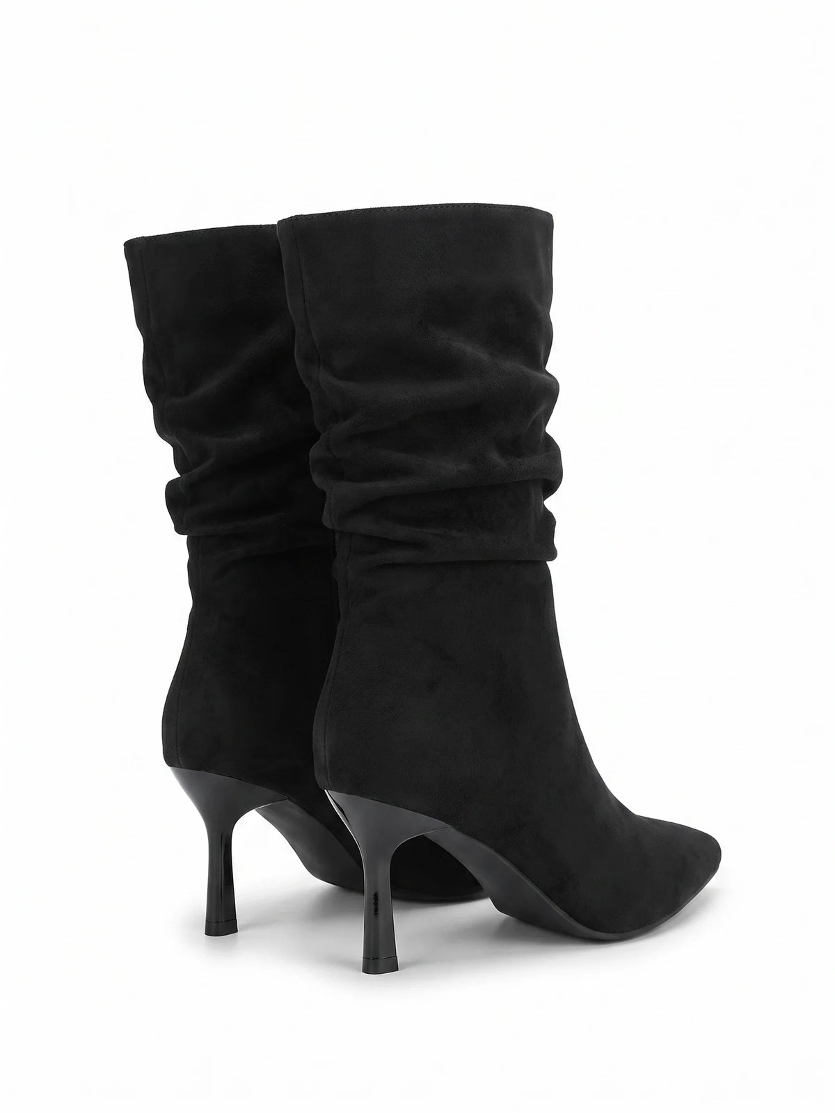 Damen Stiefeletten mit gerafftem Schaft, Paar von hinten