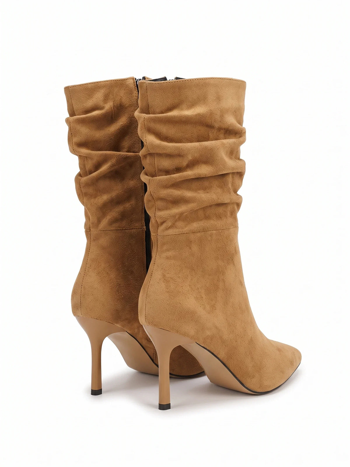Damen Stiefeletten mit gerafftem Schaft, Paar von hinten