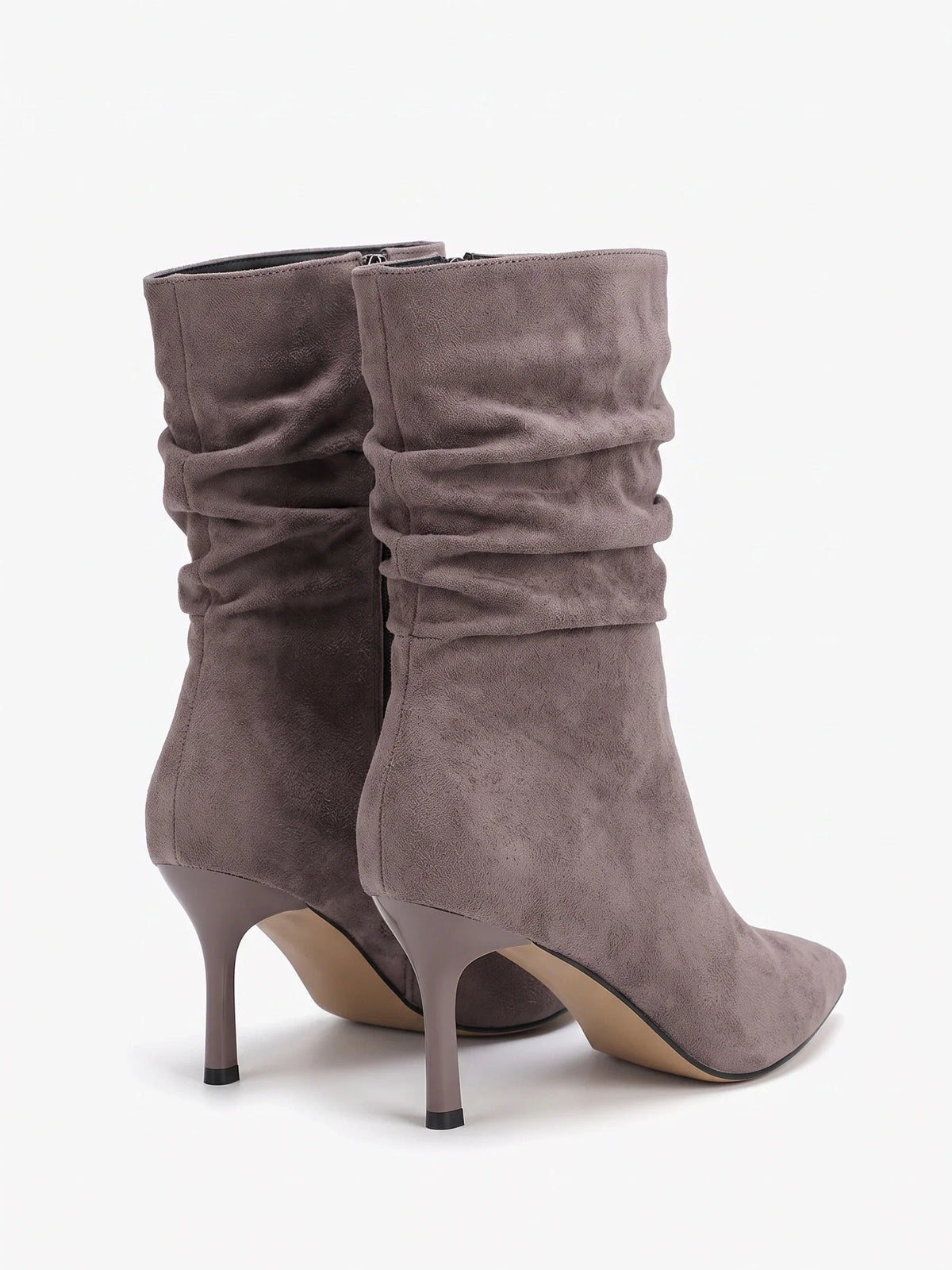 Damen Stiefeletten mit gerafftem Schaft, Paar von hinten