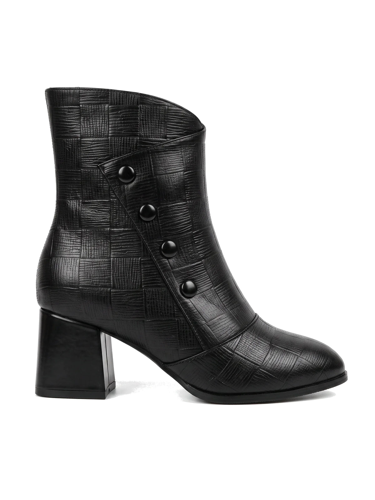 Damen Stiefeletten mit Ziernieten in Schwarz, Seitenansicht
