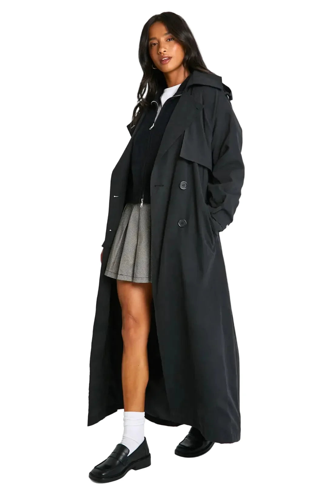 Damen Trenchcoat mit Reverskragen und Taillengürtel