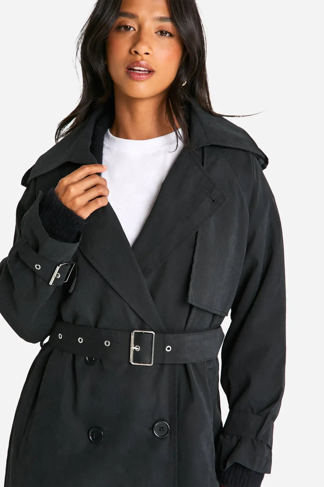 Damen Trenchcoat mit Reverskragen und Taillengürtel Ansicht 3