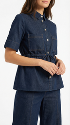 Damen Weithose aus Denim mit Hohem Bund