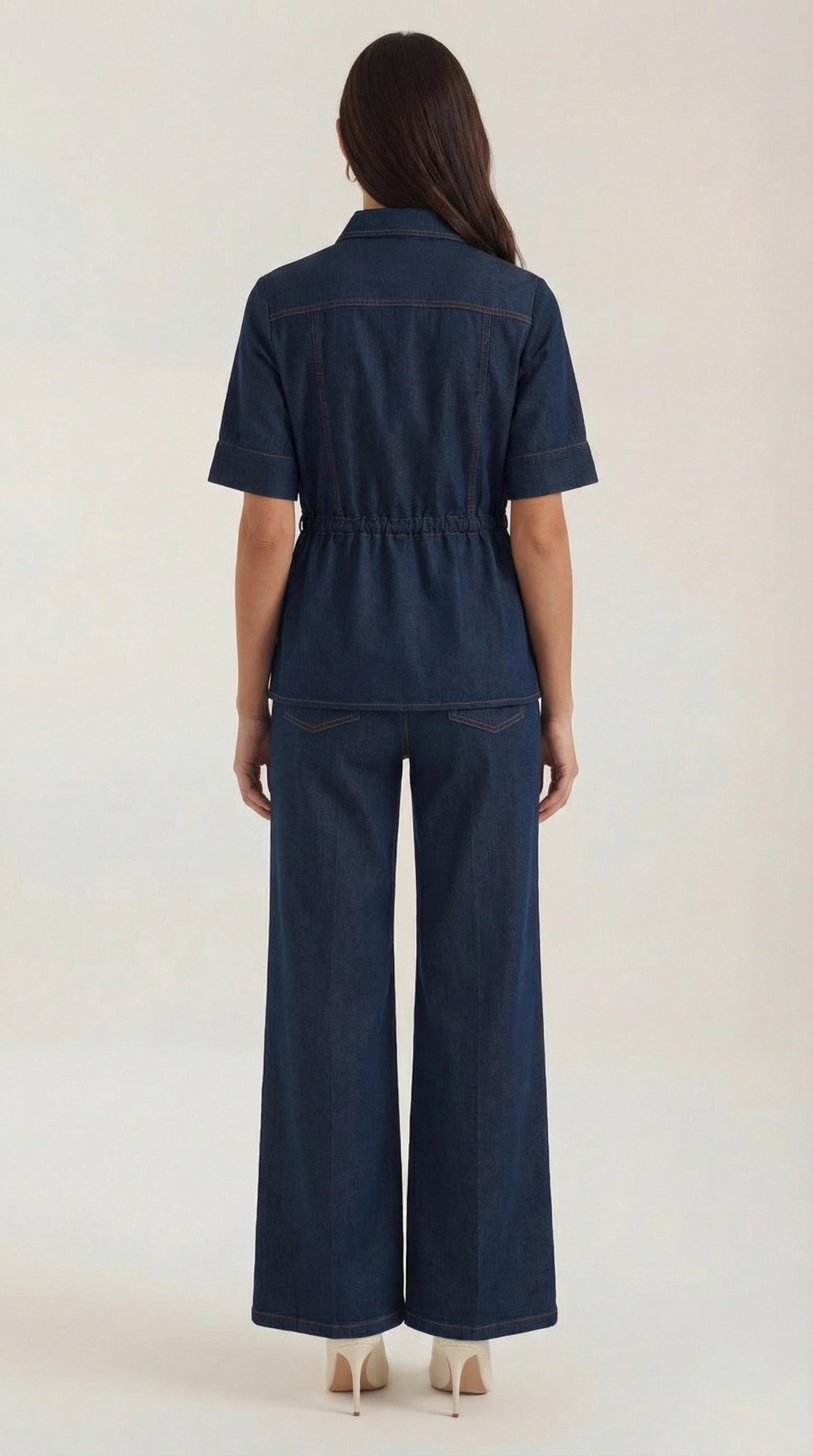 Damen Weithose aus Denim mit Hohem Bund