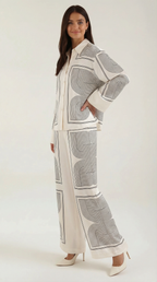 Damen Weithose mit Grafischem Muster und Weitem Schnitt