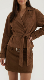 Damen Wickeljacke mit Bindegürtel