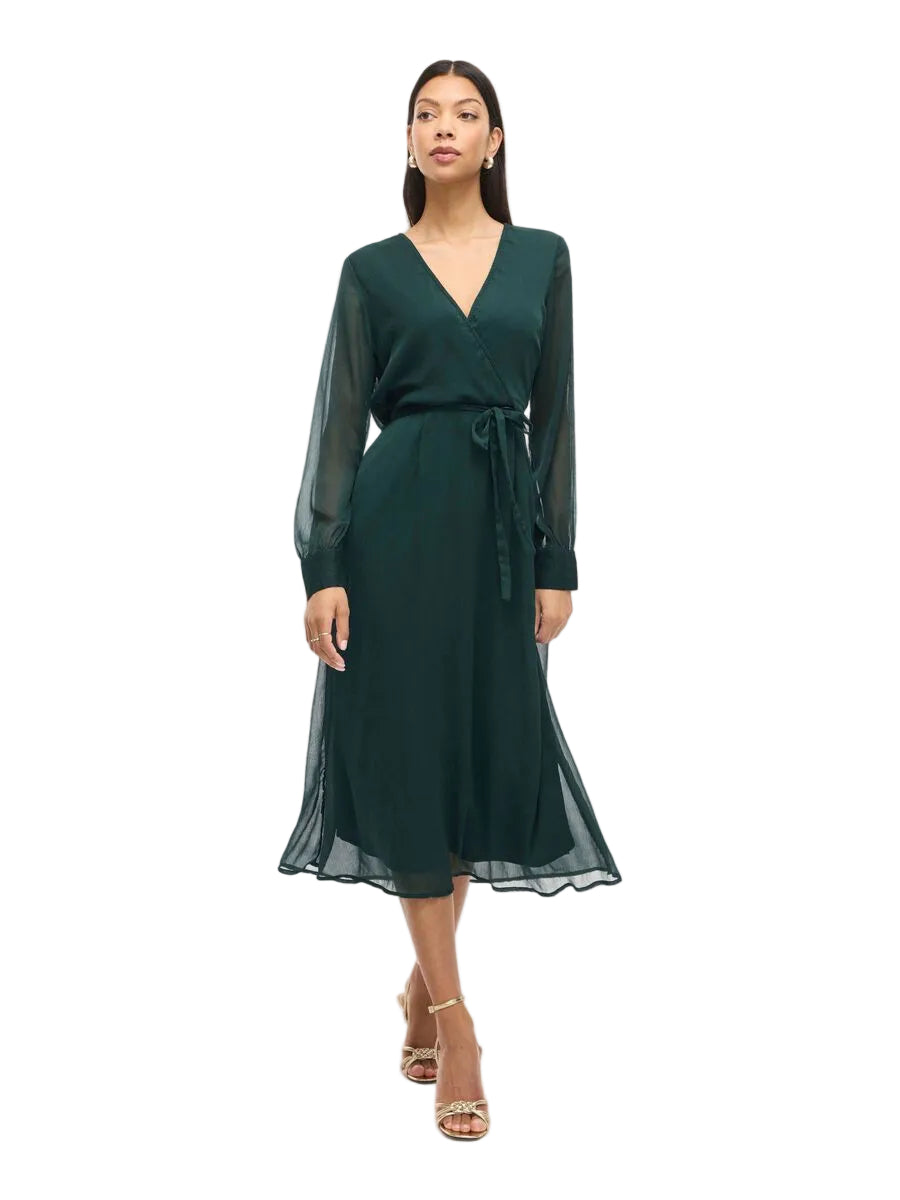 Damen Wickelkleid Midi mit Langen Ärmeln – Ansicht 13