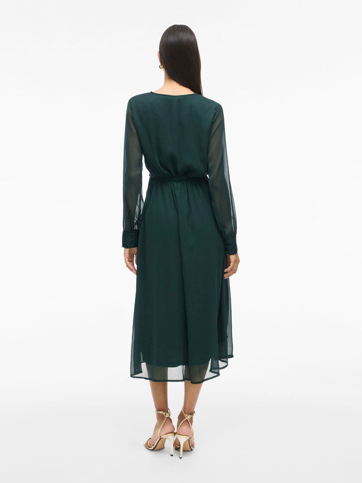 Damen Wickelkleid Midi mit Langen Ärmeln – Ansicht 14