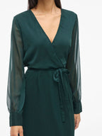 Damen Wickelkleid Midi mit Langen Ärmeln – Ansicht 15