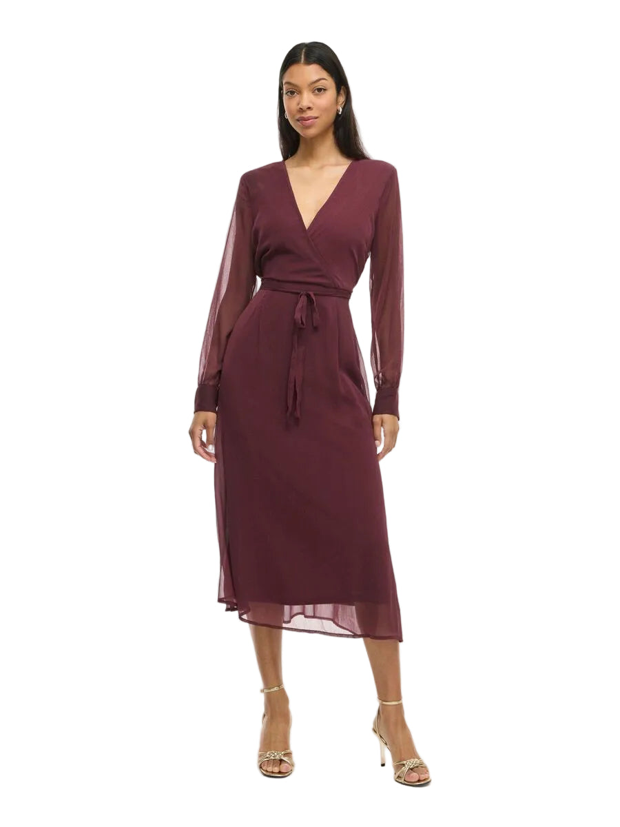 Damen Wickelkleid Midi mit Langen Ärmeln – Ansicht 16