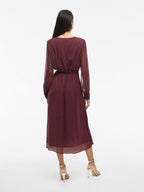 Damen Wickelkleid Midi mit Langen Ärmeln – Ansicht 17