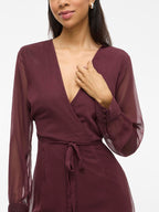 Damen Wickelkleid Midi mit Langen Ärmeln – Ansicht 18