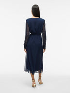 Damen Wickelkleid Midi mit Langen Ärmeln – Ansicht 2