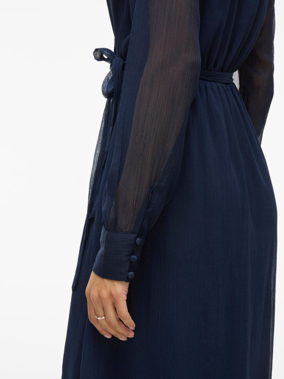 Damen Wickelkleid Midi mit Langen Ärmeln – Ansicht 3