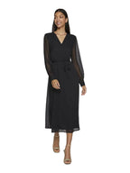 Damen Wickelkleid Midi mit Langen Ärmeln – Ansicht 4