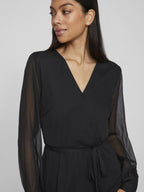 Damen Wickelkleid Midi mit Langen Ärmeln – Ansicht 6