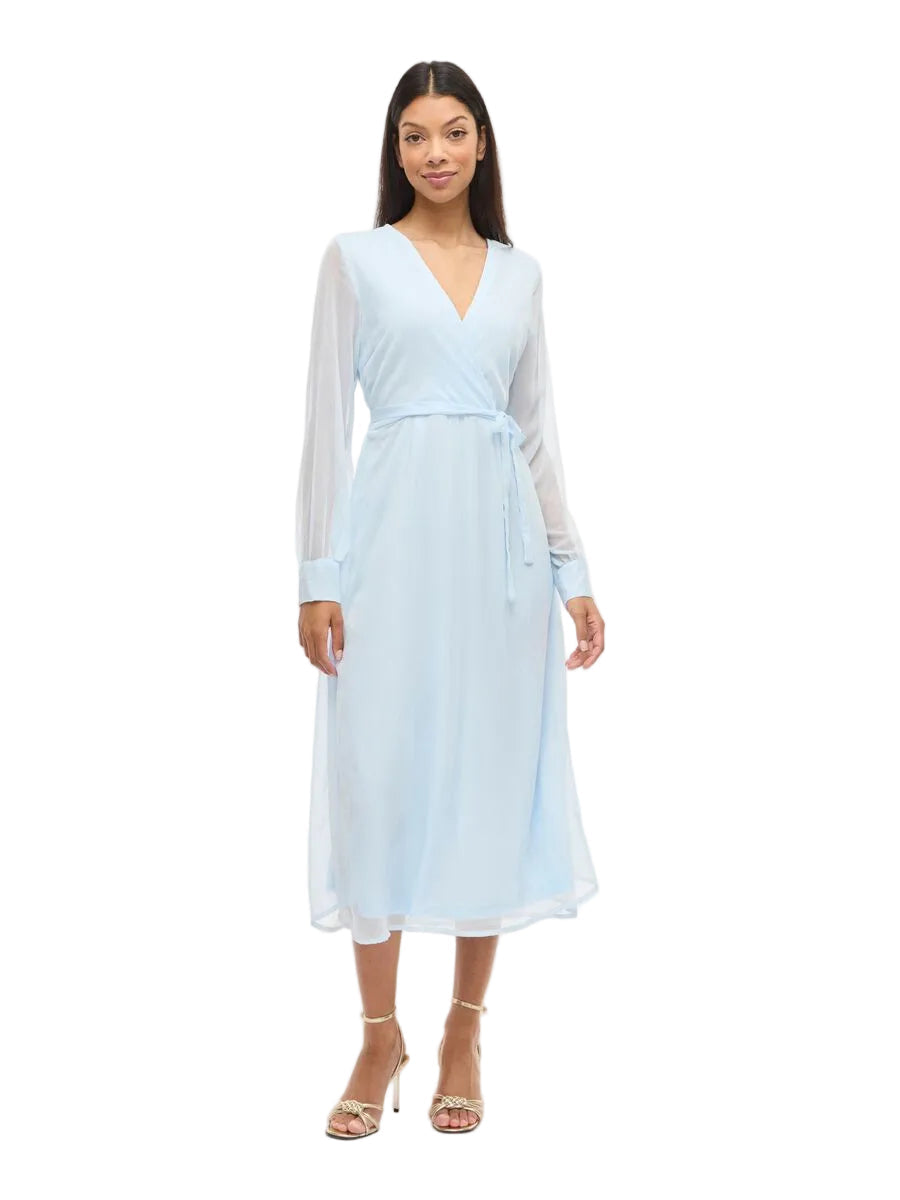 Damen Wickelkleid Midi mit Langen Ärmeln – Ansicht 7