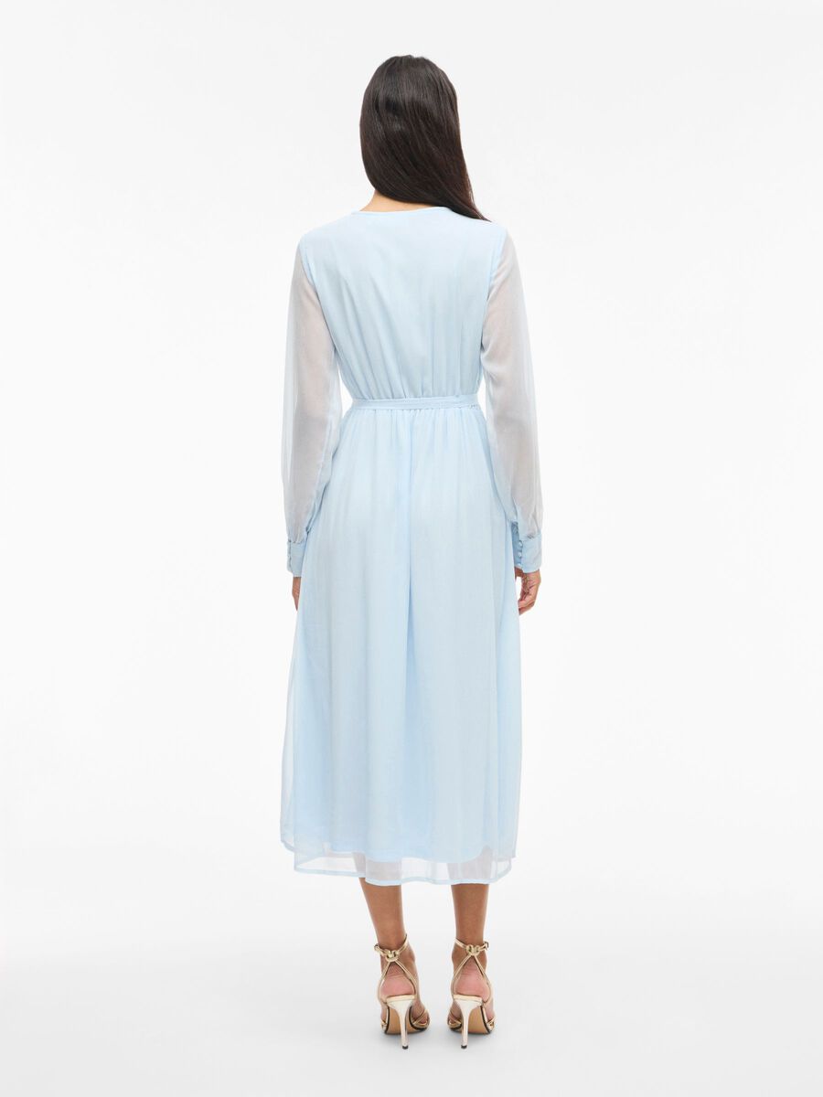 Damen Wickelkleid Midi mit Langen Ärmeln – Ansicht 8