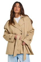 Damen Zweireiher Jacke mit Reverskragen und Bindegürtel