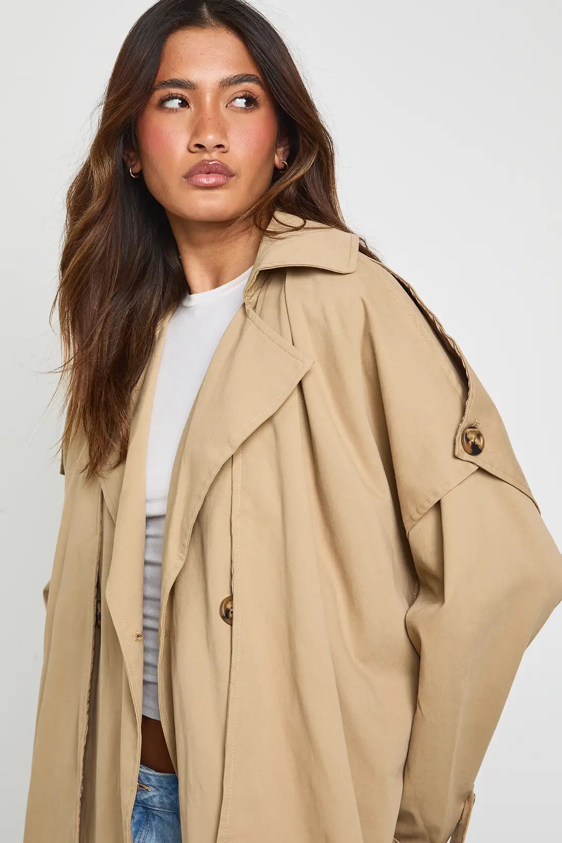 Damen Zweireiher Jacke mit Reverskragen und Bindegürtel Ansicht 4