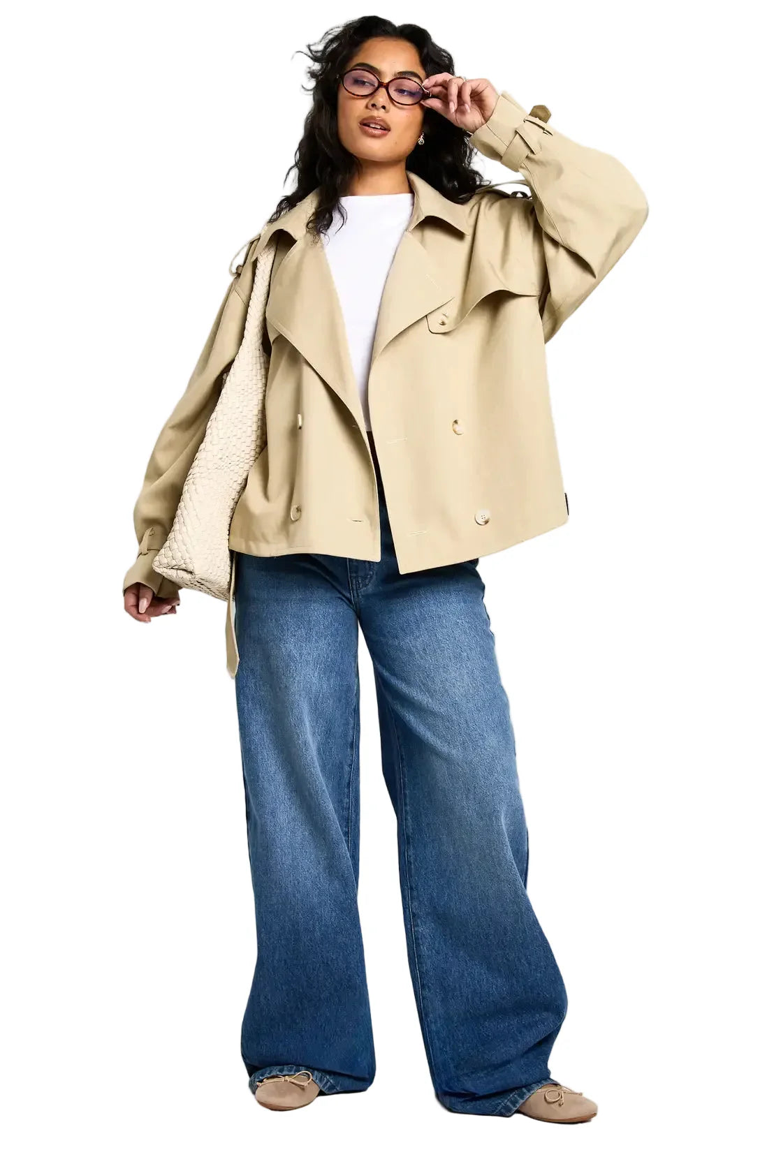 Damen Zweireiher Kurzjacke mit Reverskragen
