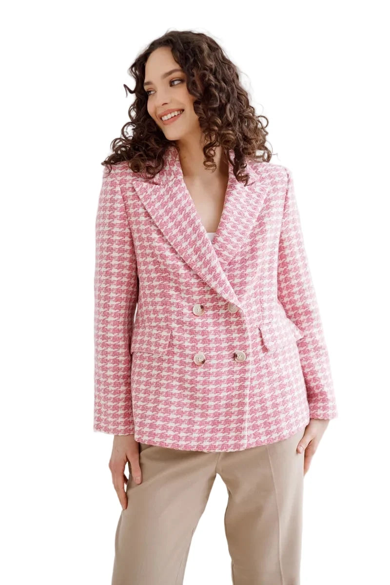 Damen Zweireihiger Blazer mit Reverskragen