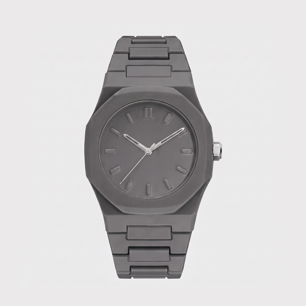 Herren Armbanduhr Monochrom mit Achteckigem Gehäuse am Gliederarmband – Ansicht 21