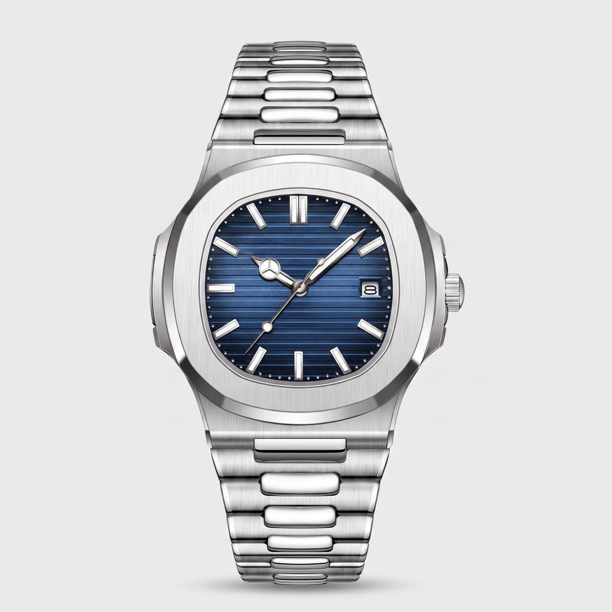 Herren Armbanduhr mit Achteckigem Gehäuse und Datumsanzeige am Gliederarmband