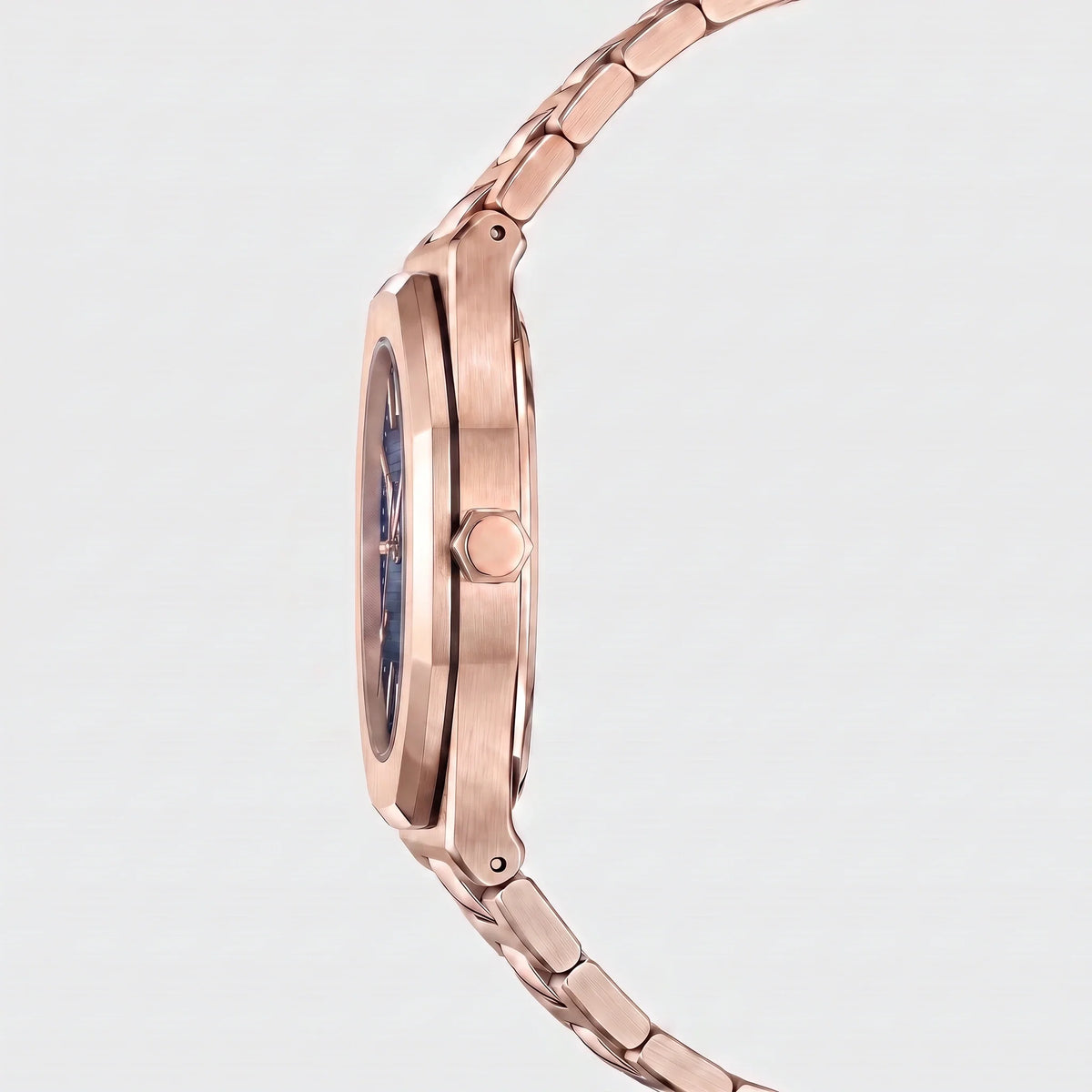 Herren Armbanduhr mit Achteckiger Lünette und Karo-Zifferblatt am Gliederarmband – Ansicht 24