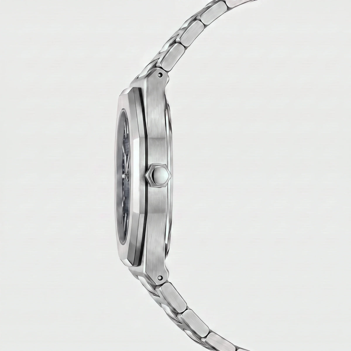 Herren Armbanduhr mit Achteckiger Lünette und Karo-Zifferblatt am Gliederarmband – Ansicht 28