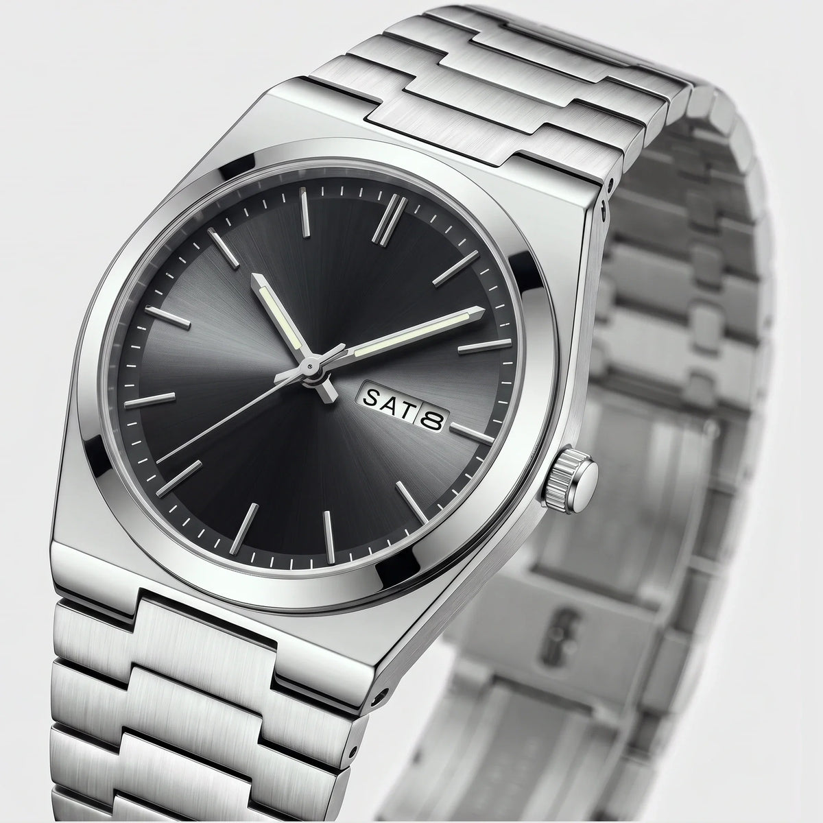 Herren Armbanduhr mit Datums- und Wochentagsanzeige am Gliederarmband – Ansicht 17
