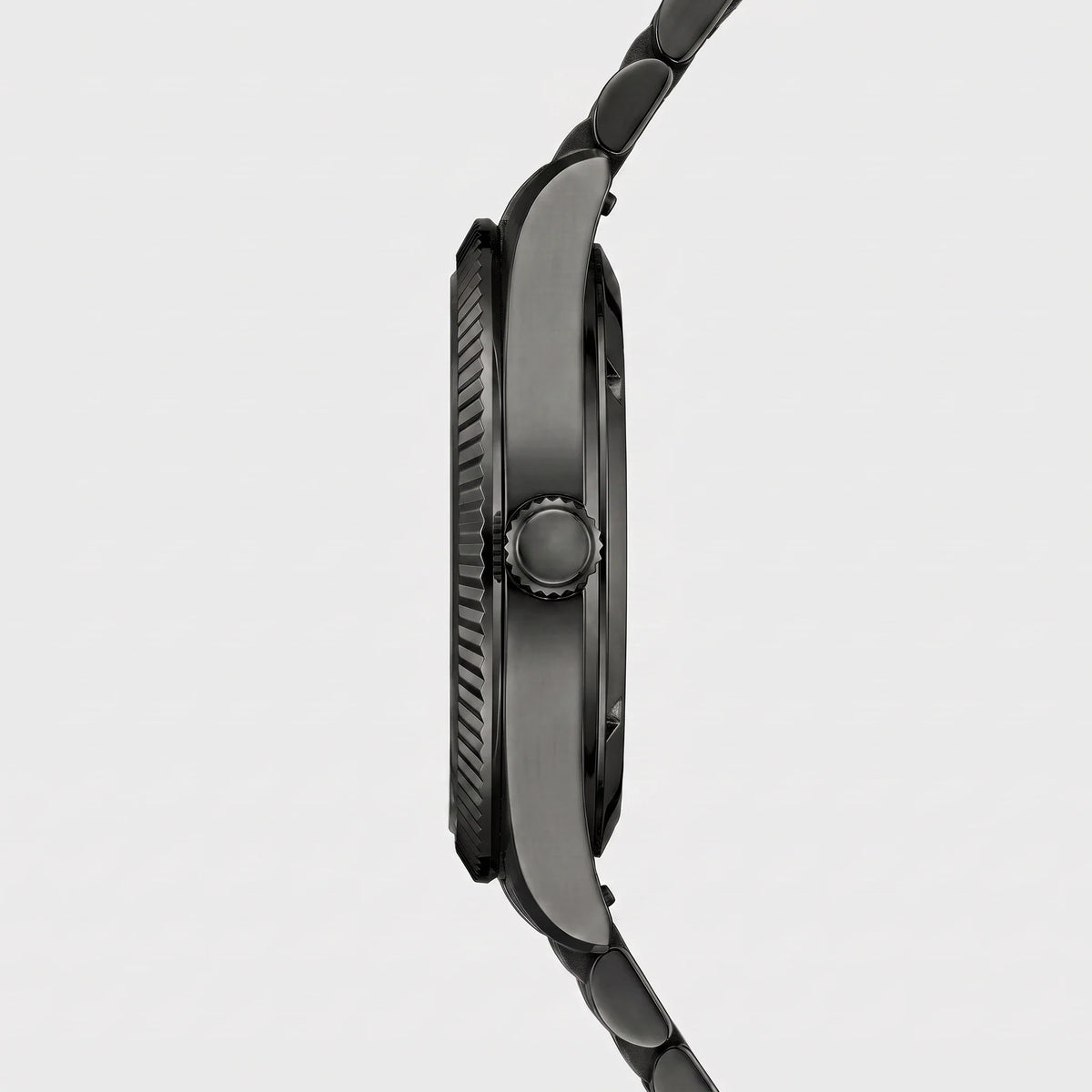 Herren Armbanduhr mit Geriffelter Lünette und Arabischen Ziffern am Gliederarmband – Ansicht 19