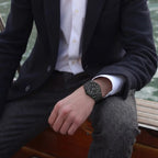 Herren Armbanduhr mit Geriffelter Lünette und Arabischen Ziffern am Gliederarmband – Ansicht 20