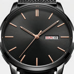 Herren Armbanduhr mit Tag- und Datumsanzeige am Mesh Armband – Ansicht 3