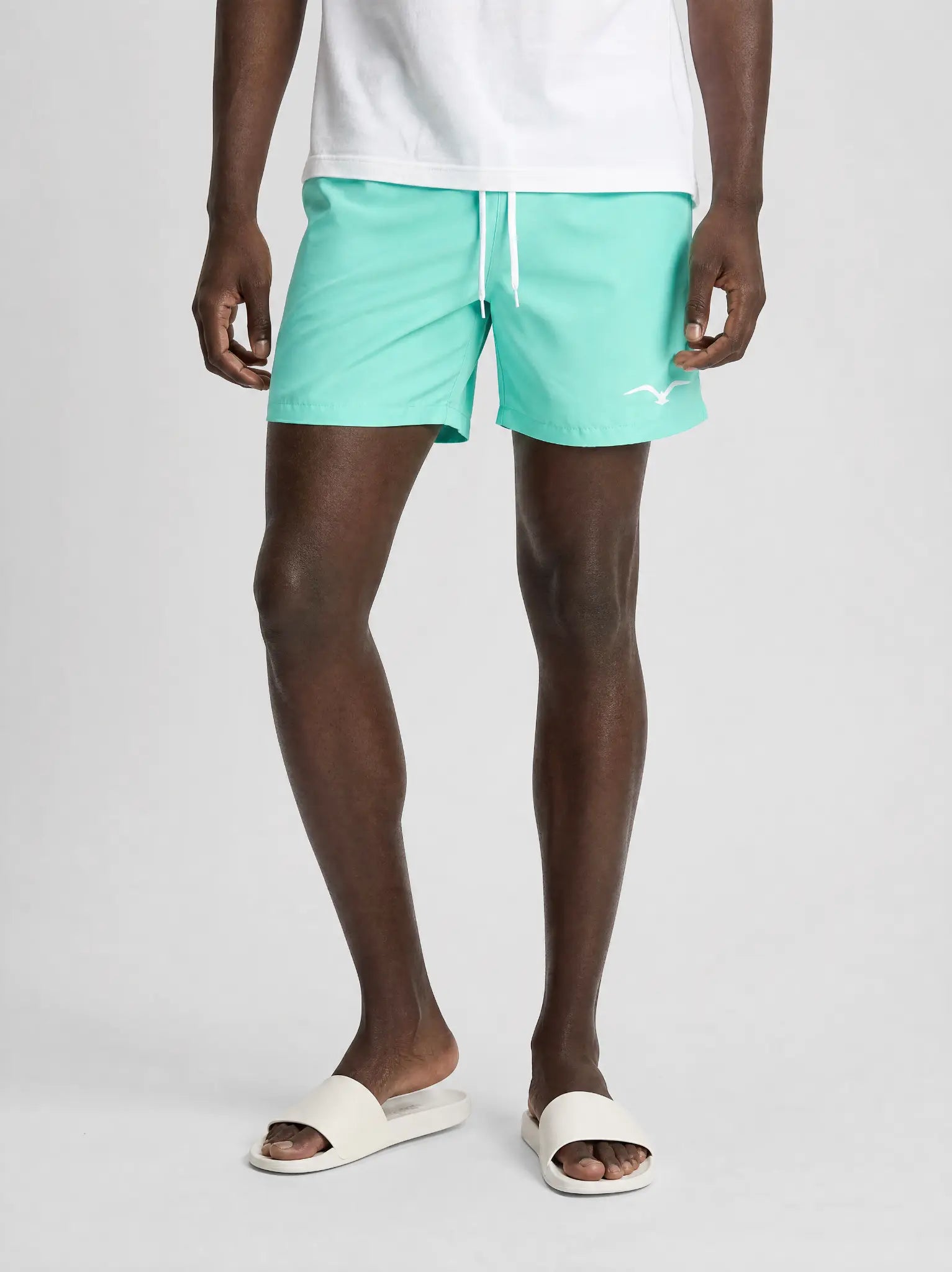 Herren Badeshorts mit besticktem Möwenmotiv