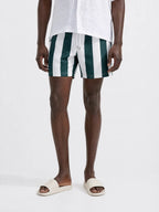 Herren Badeshorts mit breiten Streifen und verstellbarem Kordelzug